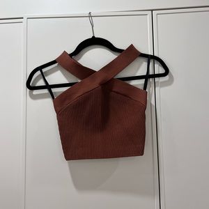 Sculpt Knit Criss Cross Cropped Tank